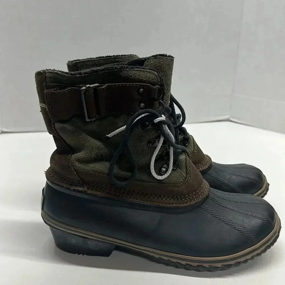 Sorel Fancy Lace II Boots Lace Up Winter Snow Boot Olive Black Womens Size 8 - Picture 6 of 12